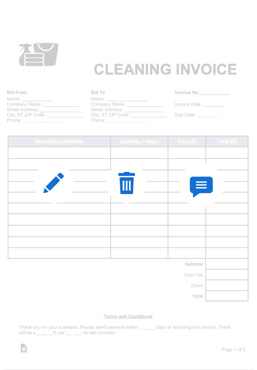 Cleaning invoice